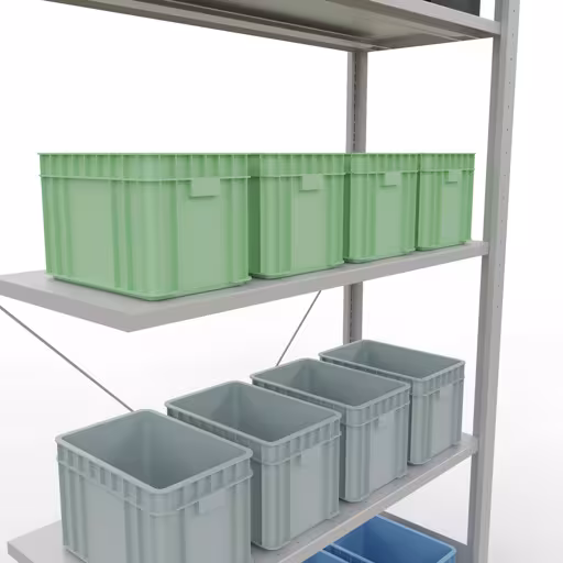 Image du produit n° 13 de l'article Rayonnage complémentaire, rayonnage à étagères, système enfichable MULTIplus150, 2000 x 1000 x 400 mm, 5 étagères, traverse, RAL 7035 gris clair Figure n° 13 de l'article, système d'étagères enfichables MULTIplus150, 2000 x 1000 x 400 mm, 5 étagères, RAL 7035 gris clair du groupe de produits système enfichable de Schulte Lagertechnik