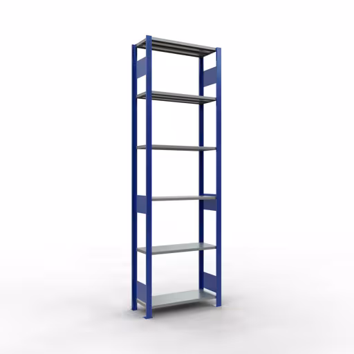 Étagère de base, étagère, système enfichable MULTIplus150, 2500 x 750 x 300 mm, 6 étagères, RAL 5010 bleu gentiane/galvanisé/galvanisé de la marque Schulte Lagertechnik de la gamme de produits du système enfichable