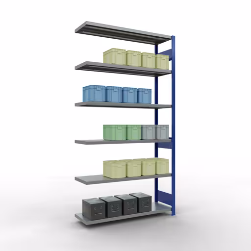 , Étagère MULTIplus250 système enfichable, 2500 x 1300 x 400 mm, 6 étagères, RAL 5010 bleu gentiane/galvanisé de Schulte Lagertechnik de la gamme de produits système enfichable