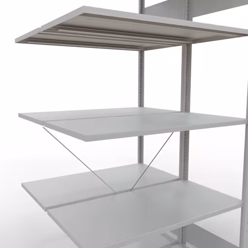 Une autre vue de l'article, étagère double, système d'étagères MULTIplus150, 2000 x 1000 x (2x500) mm, 2x5 étagères, gris clair RAL 7035 de la catégorie étagère