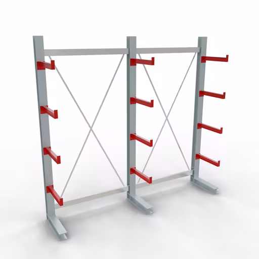 K 3000 Komplettregal, einseitig, 2500 x 2600 x 500 mm, RAL 7001 / RAL 3000, 5 Lagerebenen aus der Kategorie K3000 für mittelschwere Güter mit der Artikelnummer 27704