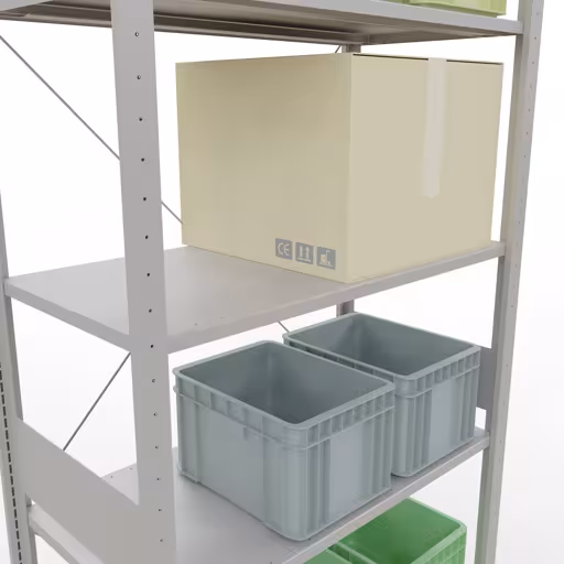 Image du produit n° 14 de l'article étagère de base, étagère, système enfichable MULTIplus85, 3000 x 1000 x 500 mm (HxLxP), 7 étagères, traverse, RAL 7035 gris clair Figure n° 14 de l'article étagère de base, étagère, système enfichable MULTIplus85, 3000 x 1000 x 500 mm, 7 étagères, traverse, gris clair RAL 7035 du groupe de produits système enfichable de la marque Schulte Lagertechnik