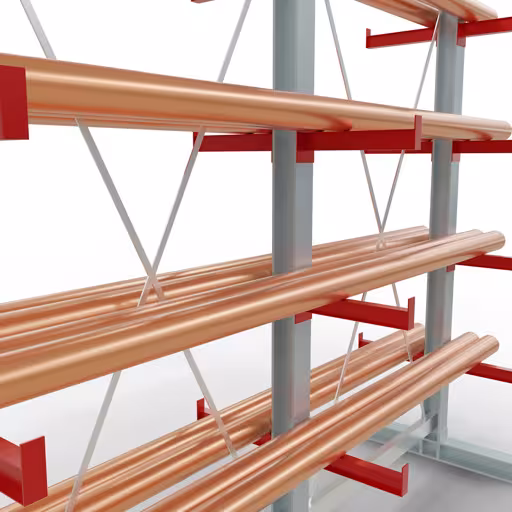 Figure n°8 de l'article Rayonnage complet K 3000, double face, 2500 x 2600 x 400 mm, RAL 7001 / RAL 3000, 5 niveaux de stockage du groupe de produits rayonnages cantilever de la marque Schulte Lagertechnik