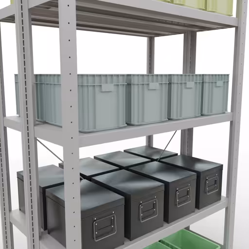 Étagère de base, étagère double, système d'étagères MULTIplus250, 2000 x 1000 x (2x300) mm, 2x5 étagères, gris clair RAL 7035 de Schulte Lagertechnik de la catégorie étagères