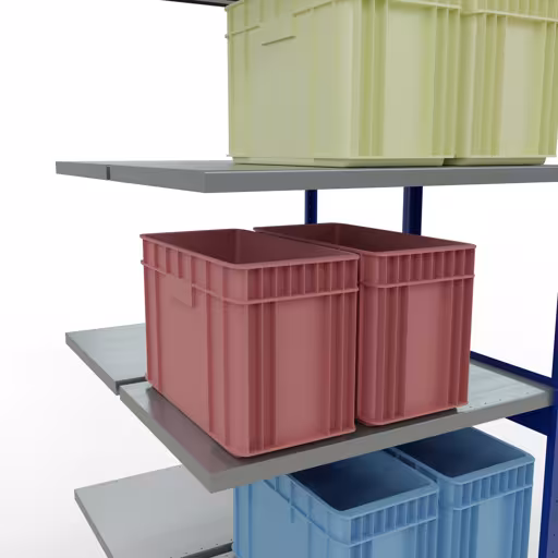 Immagine aggiuntiva dell'articolo Ripiano aggiuntivo, ripiano doppio, sistema di scaffali MULTIplus250, 3000 x 1000 x (2x600) mm (AxLxP), 2x7 ripiani, barre longitudinali, RAL 5010 blu genziana da ripiani doppi
