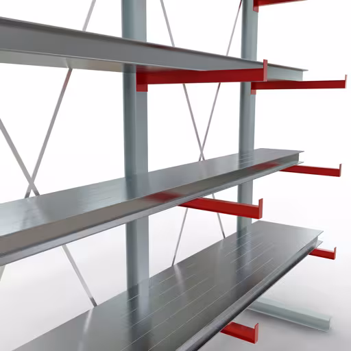 Figura n. 12 dell'articolo Scaffale completo K 6000, unilaterale, 3000 x 3000 x 750 mm, RAL 7001 / RAL 3000, 5 livelli di stoccaggio del gruppo di prodotti scaffalature cantilever della marca Schulte Lagertechnik