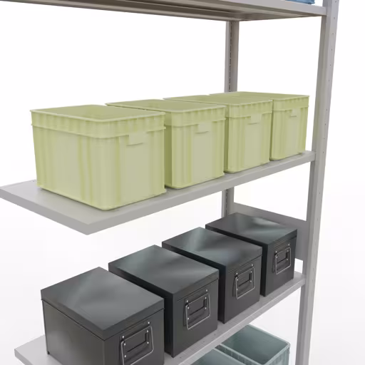 Figure n° 13 de l'article étagère complémentaire, étagère à étagères, système enfichable MULTIplus85, 3000 x 1000 x 400 mm, 7 étagères, gris clair RAL 7035 du groupe de produits système enfichable de la marque Schulte Lagertechnik