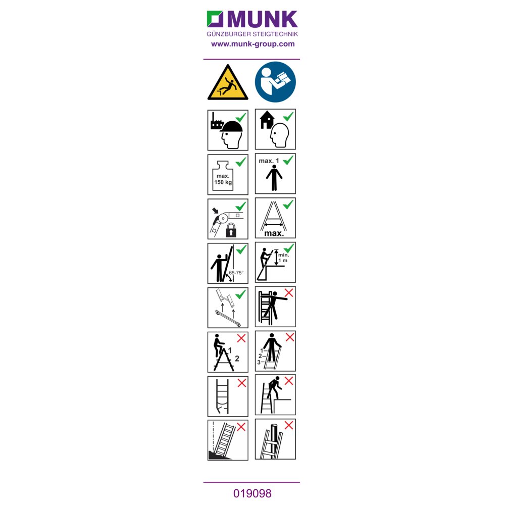 Adesivi di avvertimento Munk per scale multiuso, set da 4 pezzi, adesivo n. 019166, dalla categoria scale multiuso, numero articolo 019166