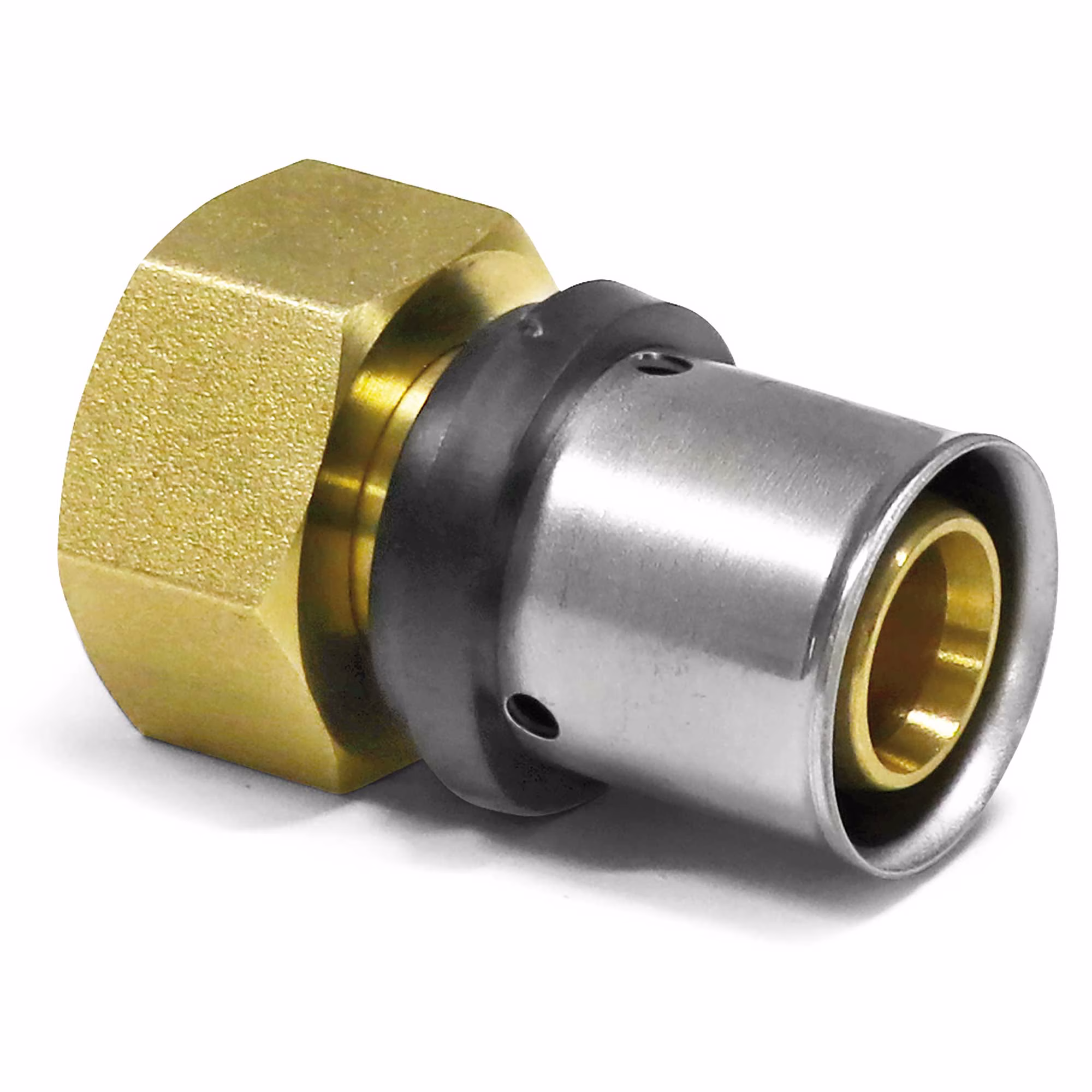 Raccordo adattatore a pressione con filettatura interna del marchio Pipetec Raccordo a pressare con filettatura interna della categoria Raccordi a pressare in ottone