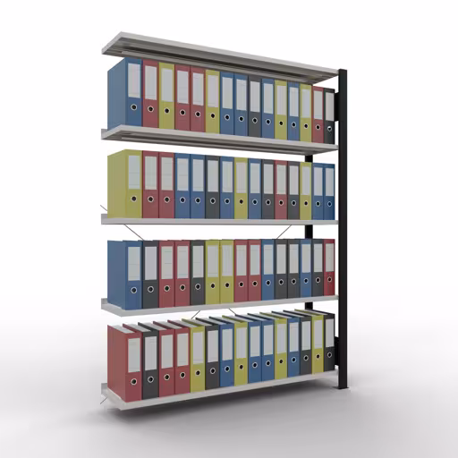 Figura n. 14 dell'articolo scaffali componibili, scaffali per ufficio, sistema a innesto MULTIplus85, 1800 x 1300 x 300 mm, 5 ripiani, nero/grigio chiaro del gruppo di prodotti scaffali per ufficio della marca Schulte Lagertechnik