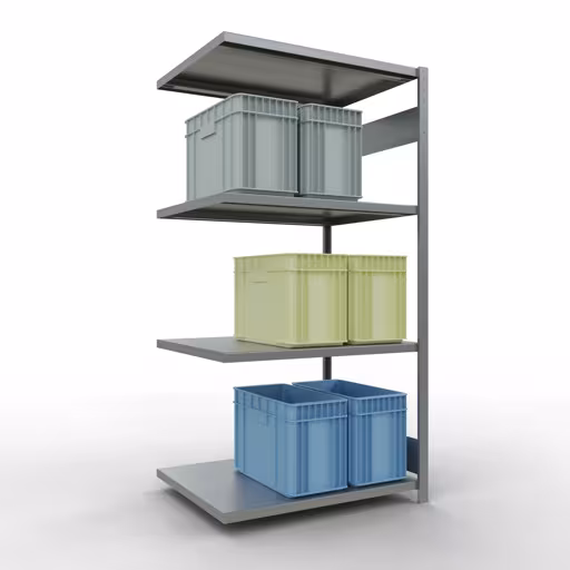 Scaffali aggiuntivi, scaffali, sistema a innesto MULTIplus330, 2000 x 1000 x 800 mm (AxLxP), 5 ripiani, barre longitudinali, zincato della marca Schulte Lagertechnik dalla gamma di prodotti dei sistemi a innesto