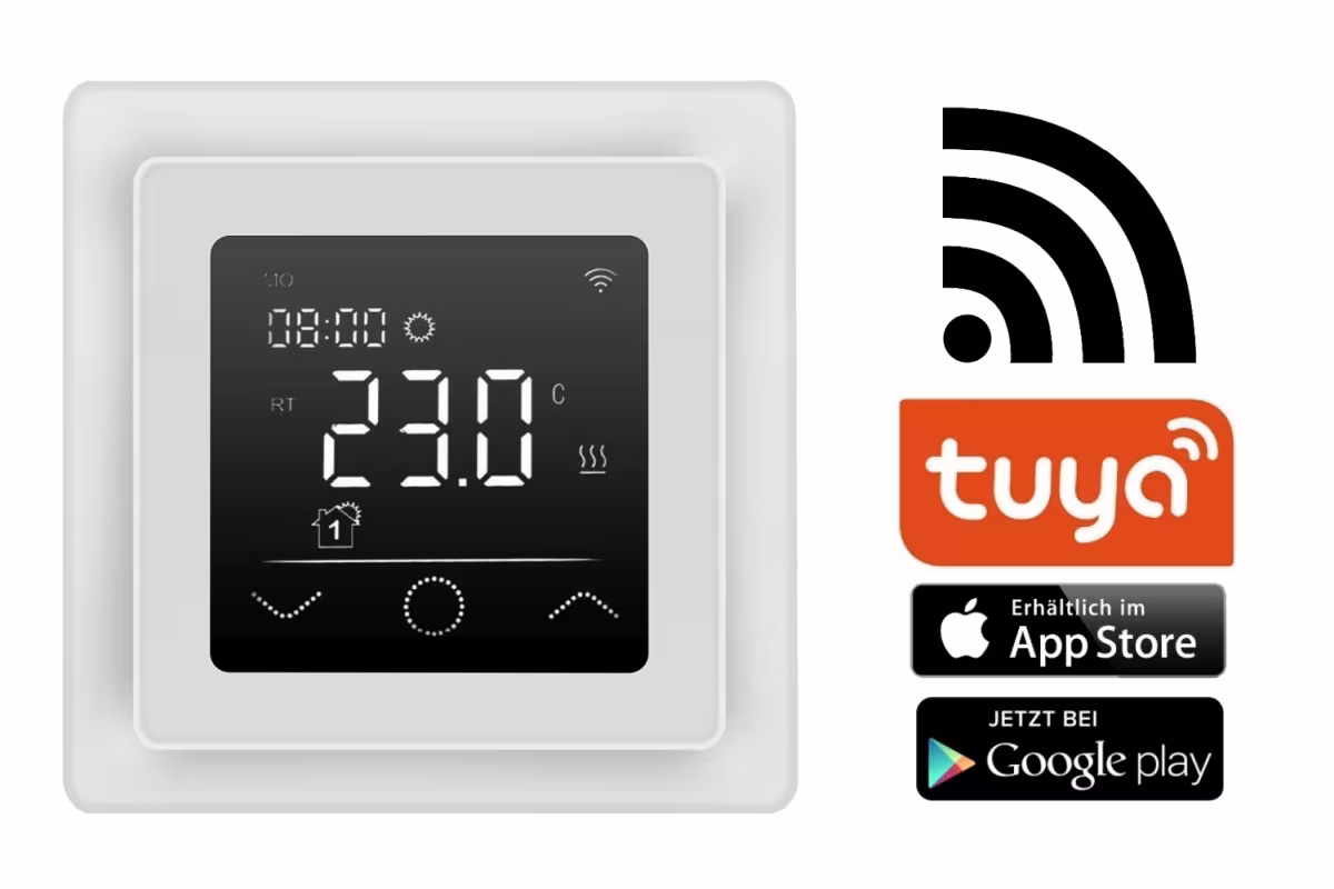 Immagine aggiuntiva dell'articolo Riscaldamento a pavimento elettrico ad acqua calda HoWaTech Duo ibrido | Set di regole WLAN Touch (bianco) in riscaldamento a pavimento a film sottile