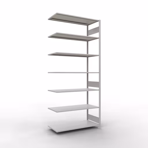 Scaffali aggiuntivi, scaffali, sistema a innesto MULTIplus150, 3000 x 1300 x 600 mm (AxLxP), 7 ripiani, barre longitudinali, RAL 7035 grigio chiaro di Schulte Lagertechnik Scaffale aggiuntivo, scaffale, sistema a innesto MULTIplus150, 3000 x 1300 x 600 mm (AxLxP), 7 ripiani, barra longitudinale, RAL 7035 grigio chiaro, ripiano aggiuntivo, articolo n. 32667-130-LR