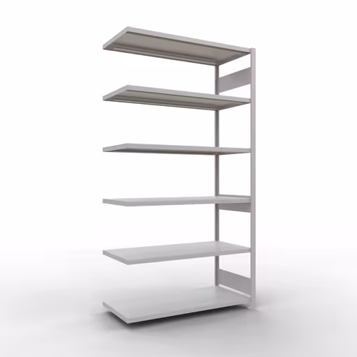 Étagère supplémentaire, étagère, système enfichable MULTIplus250, 2500 x 1300 x 600 mm (HxLxP), 6 étagères, barre de longueur, RAL 7035 gris clair, étagère supplémentaire, réf. 32866-130-LR