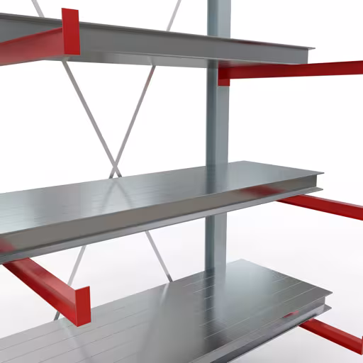 Image supplémentaire de l'article Étagère complète K 6000, unilatérale, 3000 x 1500 x 1000 mm, RAL 7001 / RAL 3000, 5 niveaux de stockage en K6000 pour marchandises lourdes