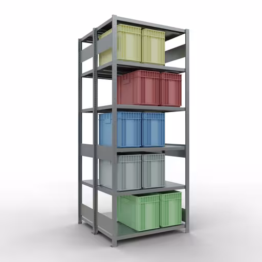 Étagère de base, étagère double, système d'étagères enfichables MULTIplus250, 2500 x 1000 x (2x500) mm, 2x6 étagères, galvanisées de Schulte Lagertechnik avec le réf. 17951