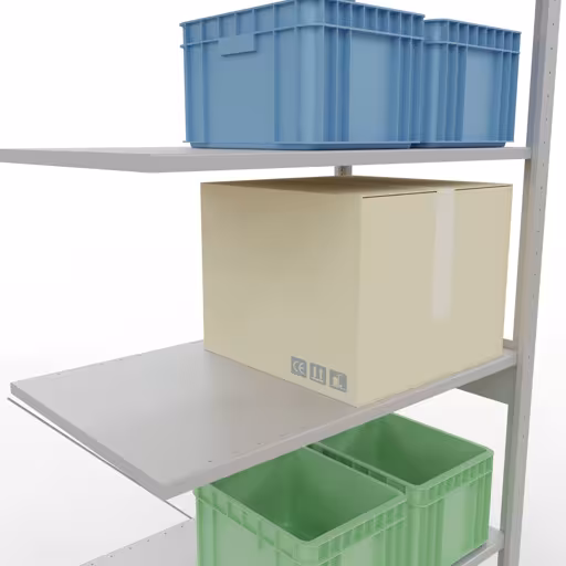 Immagine aggiuntiva dell'articolo Ripiano aggiuntivo, ripiano angolare (campo C) 2500 x 1000 x 600, 6 ripiani, traversa, RAL 7035 grigio chiaro da ripiani angolari