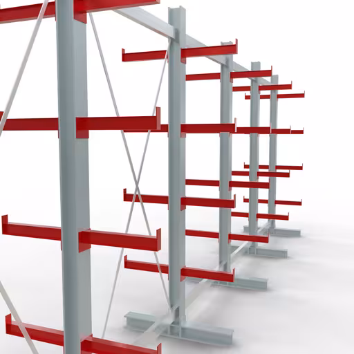 Figura n. 8 dell'articolo Scaffale completo K 3000, bilaterale, 2500 x 6500 x 400 mm, RAL 7001 / RAL 3000, 5 livelli di stoccaggio del gruppo di prodotti scaffalature cantilever della marca Schulte Lagertechnik