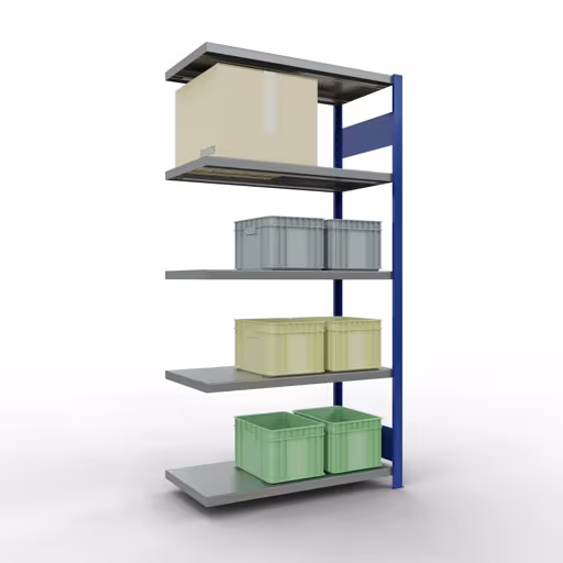 Image du produit n° 14 de l'article Rayonnage complémentaire, rayonnage à étagères, système enfichable MULTIplus330, 2000 x 1000 x 500 mm, 5 étagères, barres de longueur, RAL 5010 bleu gentiane/galvanisé Figure n° 14 de l'article, système d'étagères enfichables MULTIplus330, 2000 x 1000 x 500 mm, 5 étagères, RAL 5010 bleu gentiane/galvanisé du groupe de produits système enfichable de Schulte Lagertechnik