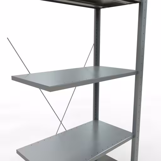 Scaffali aggiuntivi, scaffali, sistema a innesto MULTIplus150, 2000 x 750 x 400 mm (AxLxP), 5 ripiani, traversa, zincato di Schulte Lagertechnik della categoria Sistemi a innesto