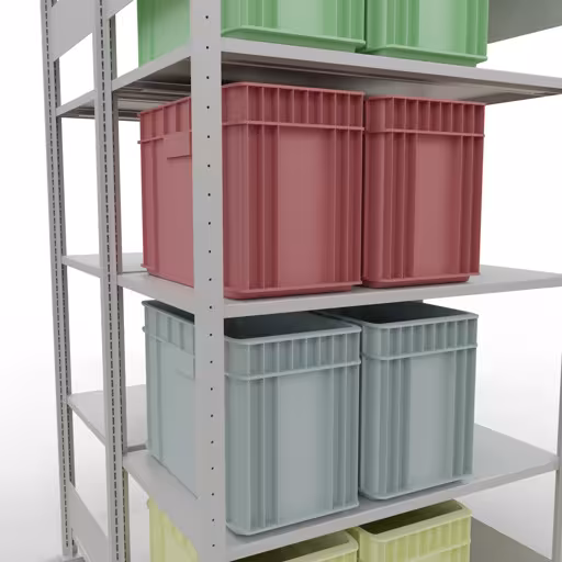 Étagère de base, étagère double, système d'étagères MULTIplus150, 2000 x 1000 x (2x600) mm, 2x5 étagères, gris clair RAL 7035 de Schulte Lagertechnik de la catégorie étagères