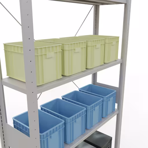 Étagère de base, étagère, système enfichable MULTIplus150, 3000 x 1000 x 300 mm, 7 étagères, gris clair RAL 7035 de Schulte Lagertechnik de la gamme de produits du système enfichable