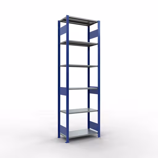 Représentation supplémentaire de l'article étagère de base, étagère, système enfichable MULTIplus150, 2500 x 750 x 400 mm, 6 étagères, RAL 5010 bleu gentiane/galvanisé/galvanisé à partir de l'étagère de base