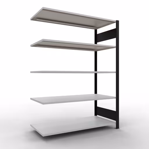 Figura n. 7 dell'articolo scaffale componibile, scaffale per ufficio, sistema a innesto MULTIplus150, 1800 x 1300 x 600 mm, 5 ripiani, nero/grigio chiaro del gruppo di prodotti scaffali per ufficio della marca Schulte Lagertechnik