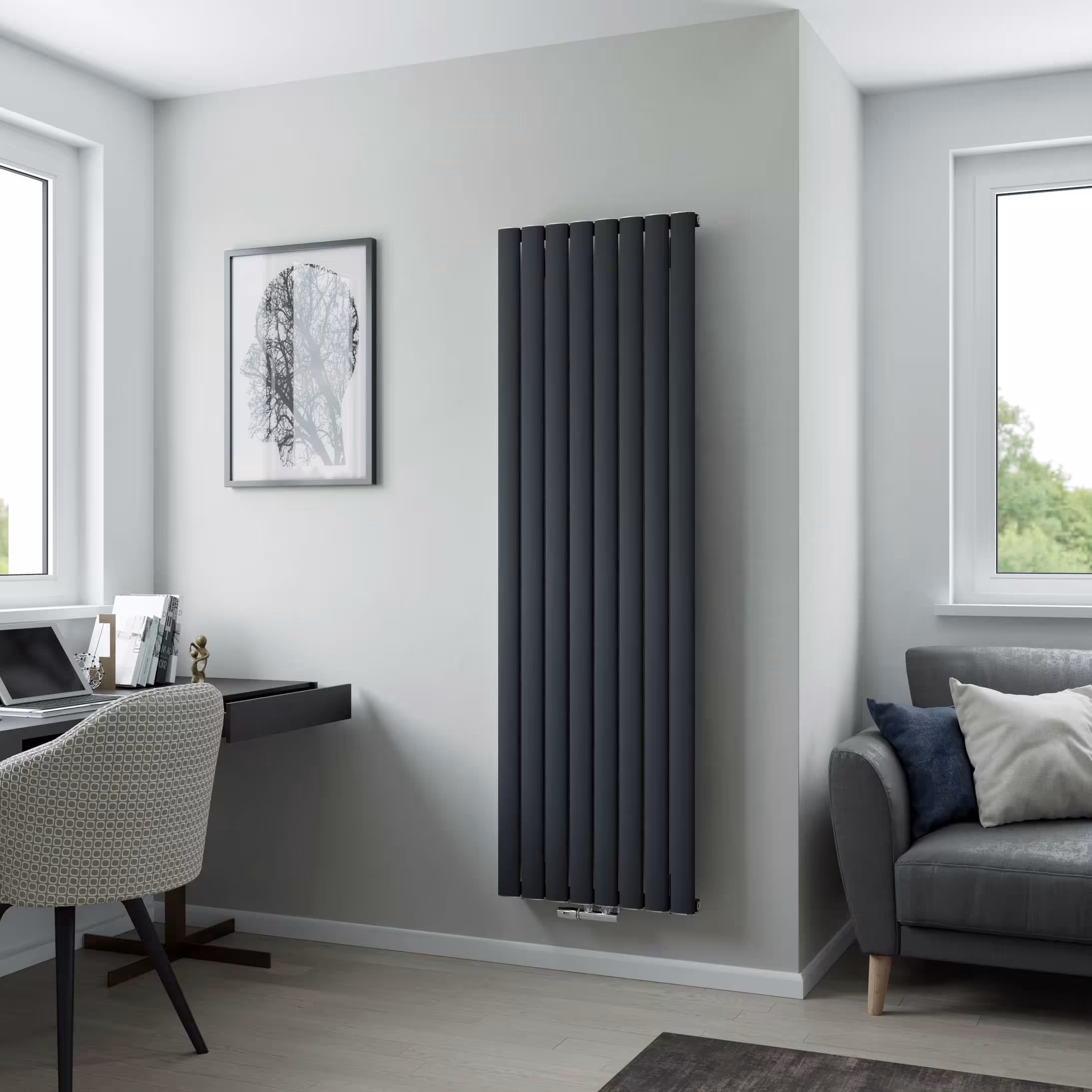 Radiatore in alluminio Ximax Novus attacco centrale struttura antracite, radiatore in alluminio, art. 11638