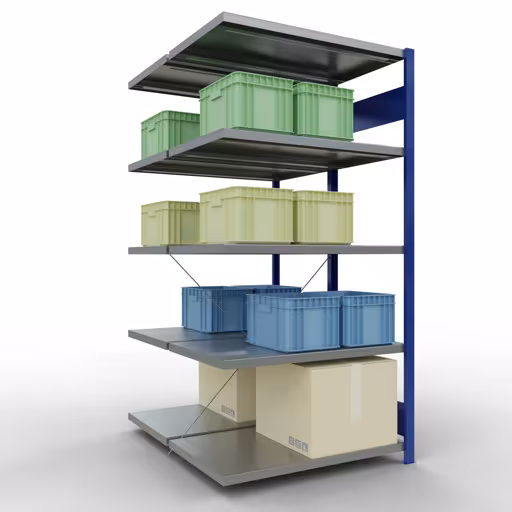Figura n. 14 dell'articolo scaffale aggiuntivo, scaffale doppio, sistema a innesto per scaffali MULTIplus250, 2000 x 1000 x (2x600) mm (AxLxP), 2x5 ripiani, traversa, RAL 5010 blu genziana dal gruppo di prodotti scaffali della marca Schulte Lagertechnik