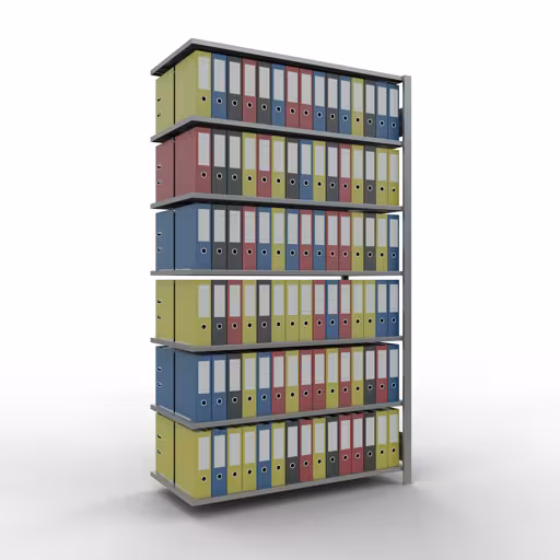 Figure n° 7 de l'article étagère complémentaire, étagère de bureau, système enfichable MULTIplus150, 2300 x 1300 x 600 mm, 7 étagères, galvanisées, de la gamme d'étagères de bureau de Schulte Lagertechnik