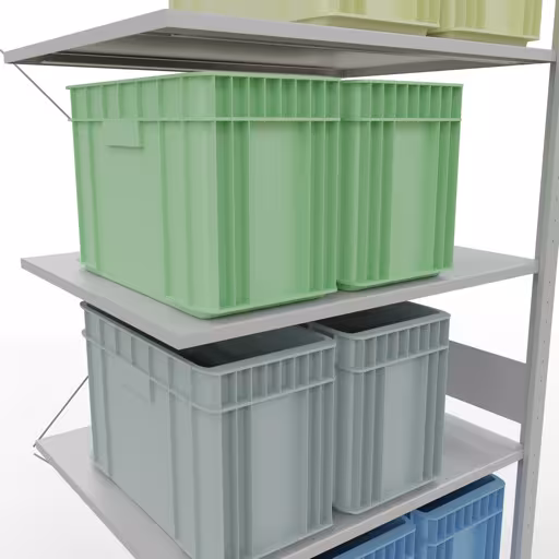 Figure n° 13 de l'article, système d'étagères MULTIplus150, système enfichable, 3000 x 1000 x 800 mm, 7 étagères, RAL 7035 gris clair du groupe de produits système enfichable de Schulte Lagertechnik