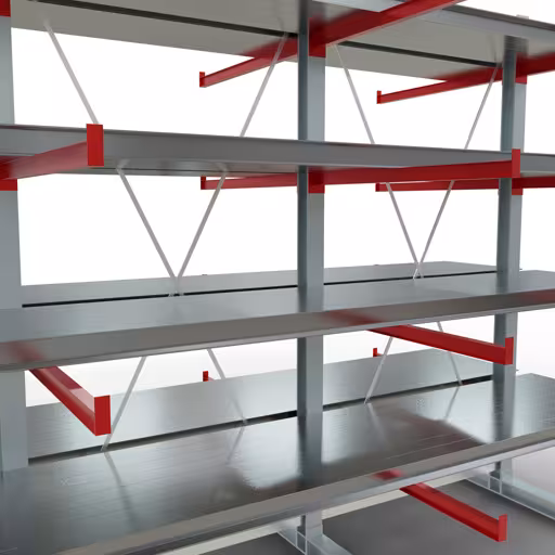 Produktbild Nr 12 des Artikels K 6000 Komplettregal, doppelseitig, 3000 x 3000 x 2x 1250 mm, RAL 7001 / RAL 3000, 5 Lagerebenen Abbildung Nr 12 des Artikels K 6000 Komplettregal, doppelseitig, 3000 x 3000 x 2x 1250 mm, RAL 7001 / RAL 3000, 5 Lagerebenen aus der Produktgruppe Kragarmregale von der Marke Schulte Lagertechnik