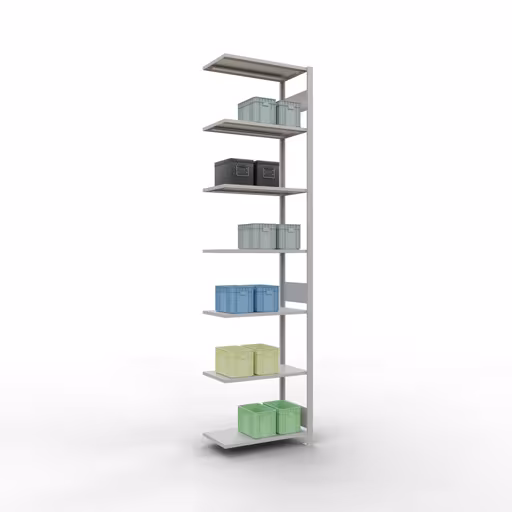 Immagine aggiuntiva dell'articolo Scaffali aggiuntivi, scaffali, sistema a innesto MULTIplus150, 3000 x 750 x 400 mm (AxLxP), 7 ripiani, barre longitudinali, RAL 7035 grigio chiaro Immagine aggiuntiva dell'articolo Ripiano aggiuntivo, scaffale MULTIplus150 sistema a innesto, 3000 x 750 x 400 mm (AxLxP), 7 ripiani, barra longitudinale, RAL 7035 grigio chiaro da ripiano aggiuntivo