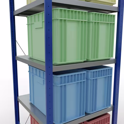 Image du produit n° 13 de l'article étagère de base, étagère, système enfichable MULTIplus250, 2000 x 750 x 800 mm, 5 étagères, traverse, RAL 5010 bleu gentiane/galvanisé/galvanisé Figure n° 13 de l'article étagère de base, étagère, système enfichable MULTIplus250, 2000 x 750 x 800 mm, 5 étagères, RAL 5010 bleu gentiane/galvanisé/galvanisé du groupe de produits système enfichable de Schulte Lagertechnik