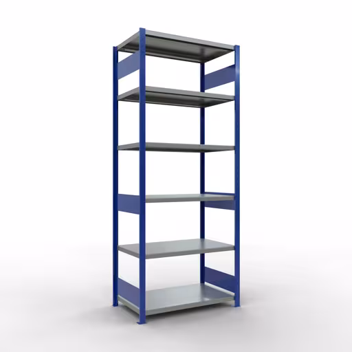 Figura n. 12 dell'articolo scaffale base, scaffale, sistema a innesto MULTIplus330, 2500 x 1000 x 600 mm (AxLxP), 6 ripiani, barre longitudinali, RAL 5010 blu genziana/zincato del gruppo di prodotti sistema a innesto della marca Schulte Lagertechnik