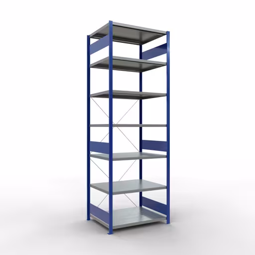 Étagère de base, étagère, système enfichable MULTIplus330, 3000 x 1000 x 800 mm, 7 étagères, RAL 5010 bleu gentiane/galvanisé de Schulte Lagertechnik de la gamme de produits du système enfichable