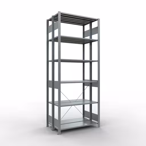 Figura n. 16 dell'articolo scaffale base, scaffale doppio, sistema a innesto per scaffali MULTIplus150, 2500 x 1000 x (2x300) mm (AxLxP), 2x6 ripiani, traversa, zincato dal gruppo di prodotti scaffali della marca Schulte Lagertechnik