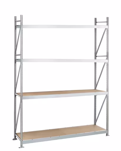 Un'altra vista dell'articolo scaffale base, scaffale a campata larga WS 3000 con truciolato, 2500 x 2000 x 500 mm, zincato, 4 livelli, portata ripiano 500 kg, portata per campata 2.000 kg della categoria scaffalatura a campata larga