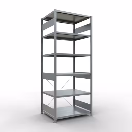Étagère de base, étagère, système enfichable MULTIplus250, 2500 x 1000 x 800 mm (HxLxP), 6 étagères, traverse, galvanisée, étagère de base, réf. 12981