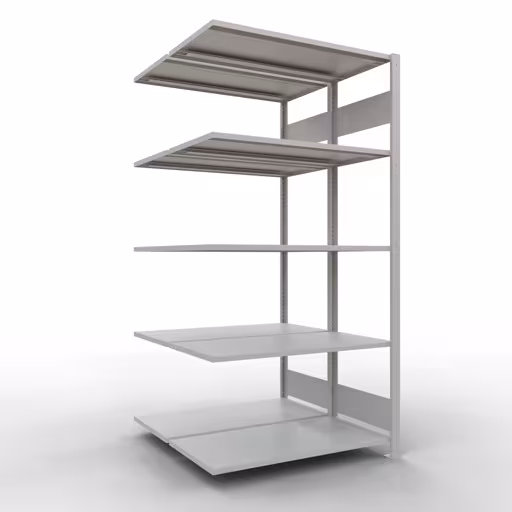 Scaffale aggiuntivo, scaffale doppio, sistema di scaffali MULTIplus150, 2000 x 1000 x (2x500) mm (AxLxP), 2x5 ripiani, barre longitudinali, RAL 7035 grigio chiaro di Schulte Lagertechnik dalla categoria scaffali