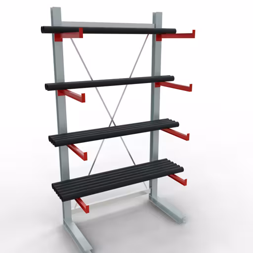 Produktbild Nr 12 des Artikels K 6000 Komplettregal, einseitig, 3000 x 1500 x 750 mm, RAL 7001 / RAL 3000, 5 Lagerebenen Abbildung Nr 12 des Artikels K 6000 Komplettregal, einseitig, 3000 x 1500 x 750 mm, RAL 7001 / RAL 3000, 5 Lagerebenen aus der Produktgruppe Kragarmregale von der Marke Schulte Lagertechnik