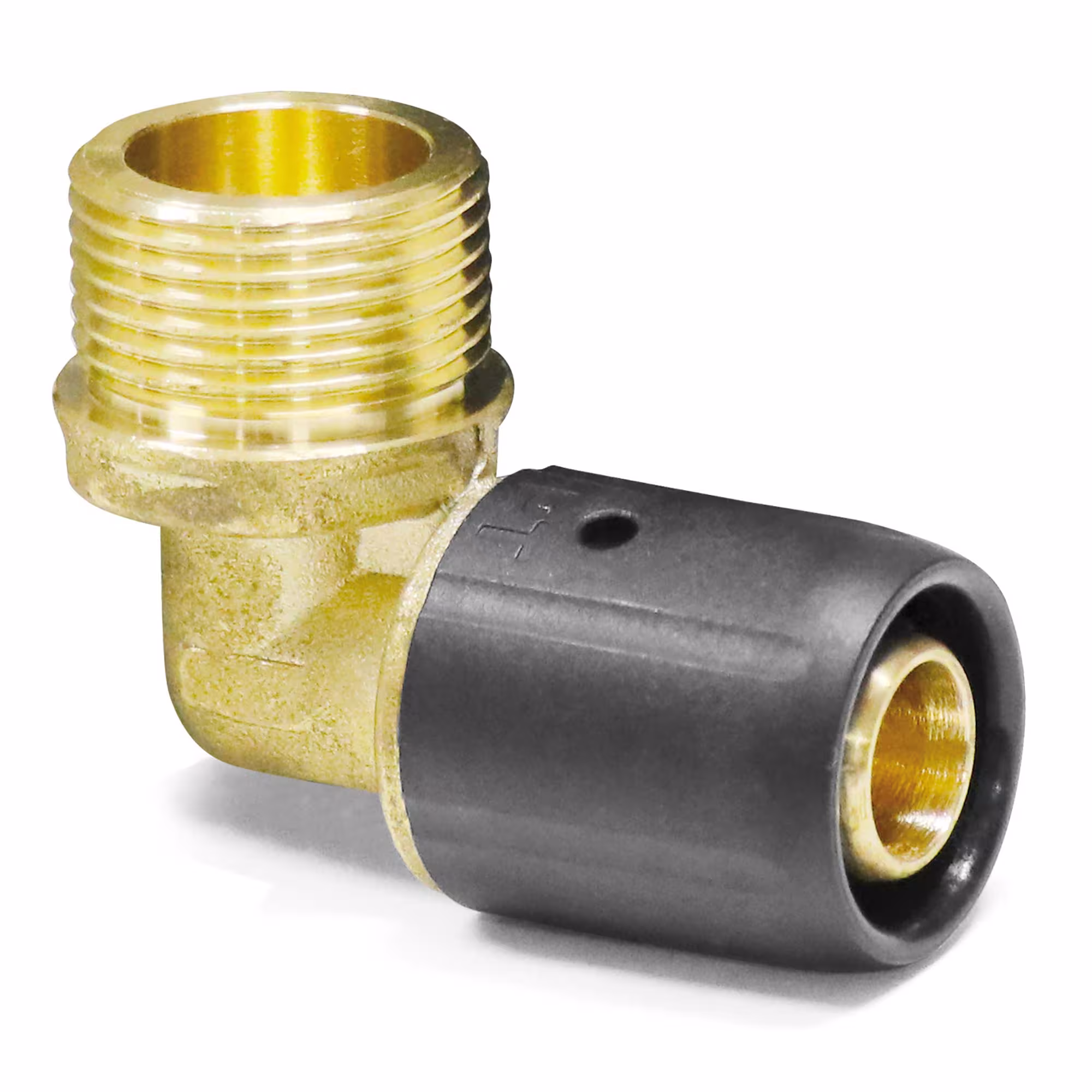 Angolo di innesto Pipetec con filettatura esterna 16 x 1/2" per tubo composito in alluminio 16 x 2 mm di Pipetec Angolo ad innesto con passaggio alla filettatura esterna ed interna, raccordi ad innesto, articolo n. SPWA1604