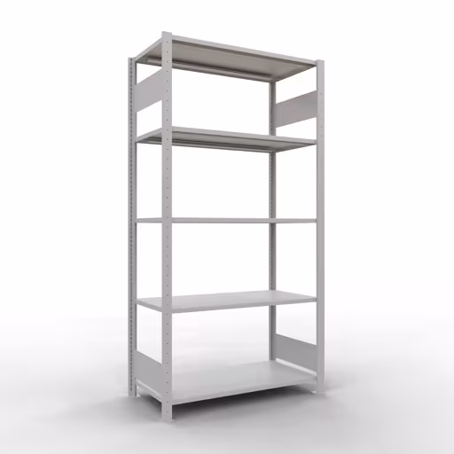 Étagère de base, étagère, système enfichable MULTIplus150, 2000 x 1000 x 500 mm (HxLxP), 5 étagères, barres de longueur, RAL 7035 gris clair, étagère de base, réf. 32650-LR
