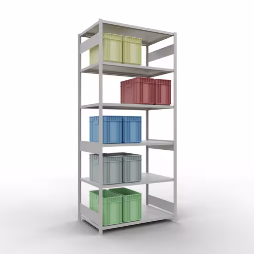 Figure n° 15 de l'article étagère de base, système d'étagères enfichables MULTIplus250, 3000 x 1300 x 800 mm, 7 étagères, RAL 7035 gris clair du groupe de produits système enfichable de Schulte Lagertechnik