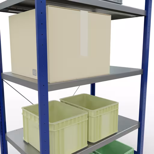 Figure n° 11 de l'article étagère de base, étagère, système enfichable MULTIplus330, 2000 x 1000 x 600 mm, 5 étagères, traverse, RAL 5010 bleu gentiane/galvanisé du groupe de produits système enfichable de Schulte Lagertechnik