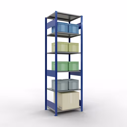 Immagine aggiuntiva dell'articolo Scaffale base, scaffale sistema a innesto MULTIplus150, 2500 x 750 x 600 mm (AxLxP), 6 ripiani, barre longitudinali, RAL 5010 blu genziana/zincato/zincato da scaffale base