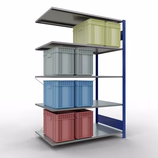 Image du produit n° 11 de l'article étagère complémentaire, étagère, système enfichable MULTIplus150, 2000 x 1300 x 800 mm, 5 étagères, RAL 5010 bleu gentiane/galvanisé de la gamme de produits du système enfichable de Schulte Lagertechnik