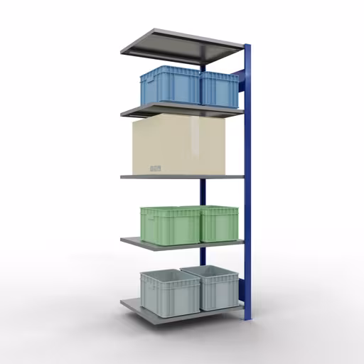 Rayonnage supplémentaire, étagère, système enfichable MULTIplus150, 2000 x 750 x 600 mm, 5 étagères, RAL 5010 bleu gentiane/galvanisé/galvanisé de la marque Schulte Lagertechnik de la gamme de produits du système enfichable