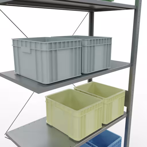 Figura n. 15 dell'articolo scaffale aggiuntivo, scaffale a scaffale, sistema a innesto MULTIplus85, 3000 x 1000 x 500 mm (AxLxP), 7 ripiani, traversa, zincato del gruppo di prodotti sistema a innesto della marca Schulte Lagertechnik